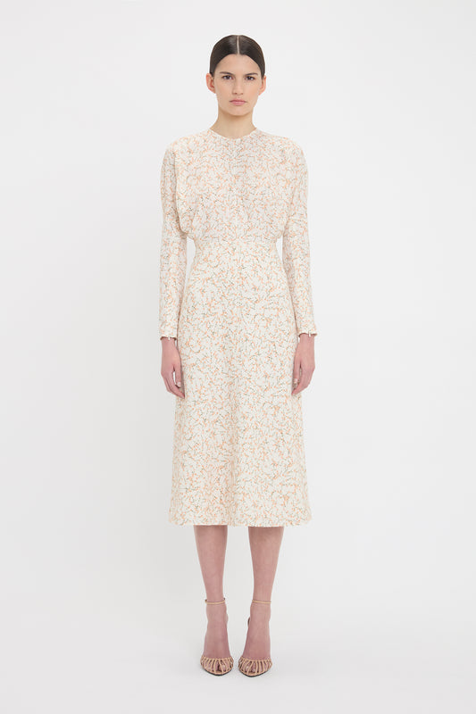 Dolman Midi Dress In Floral Ovation Peach