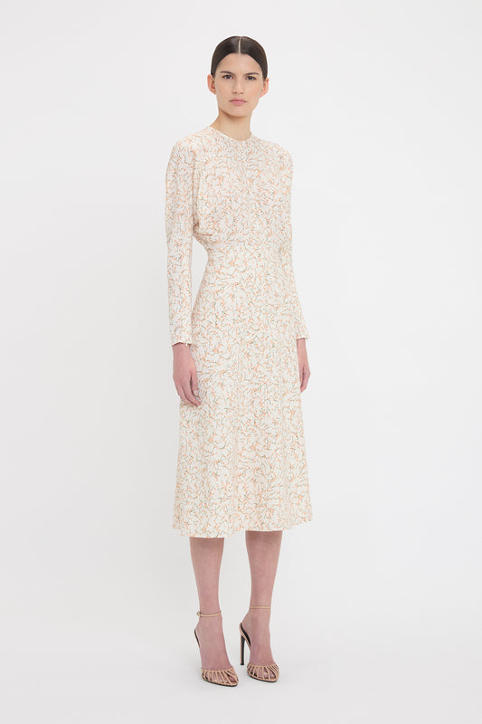 Dolman Midi Dress In Floral Ovation Peach