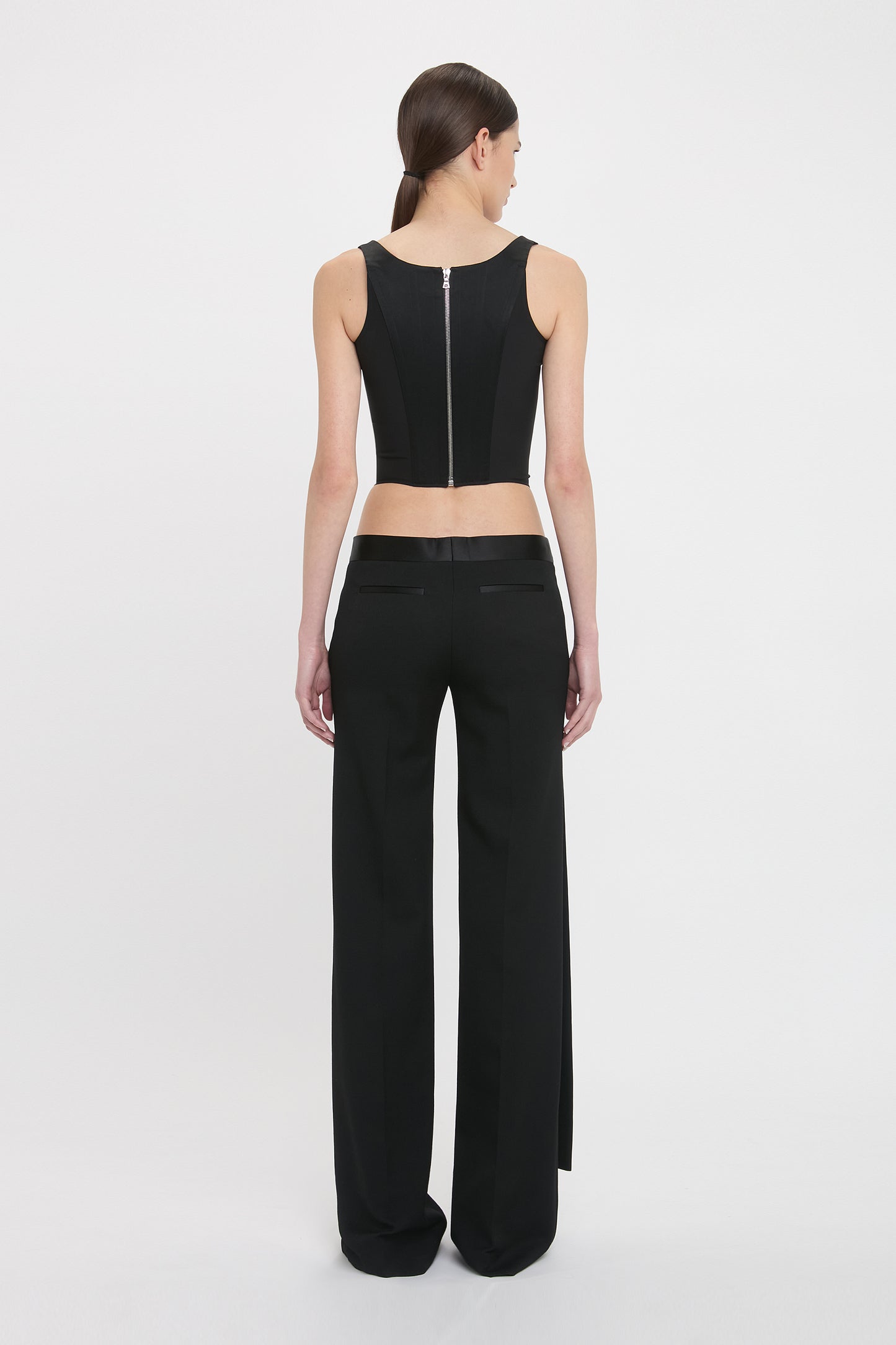 Contrast Waistband Trousers in Black