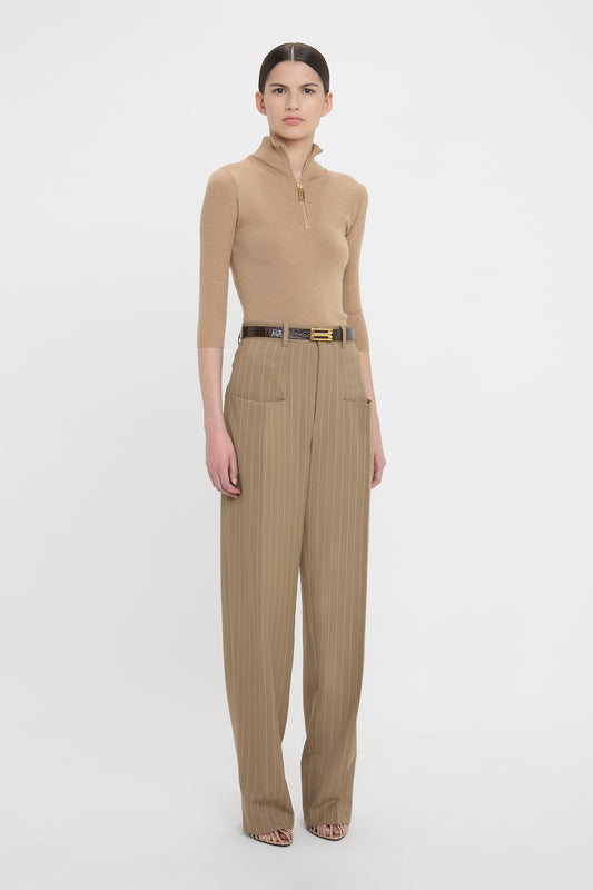 ボトムスその他 Victoria Beckham Wide beige trousers in cotton Structured Pocket Trouser In Sandstorm – Victoria Beckham UK