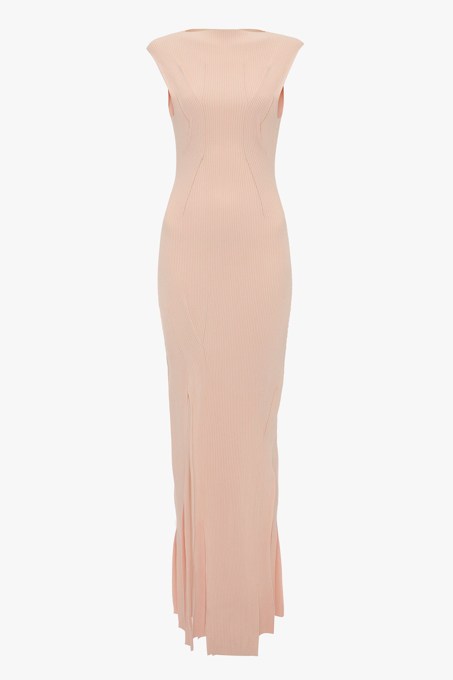 Plait Detail Sleeveless Dress In Pale Peach