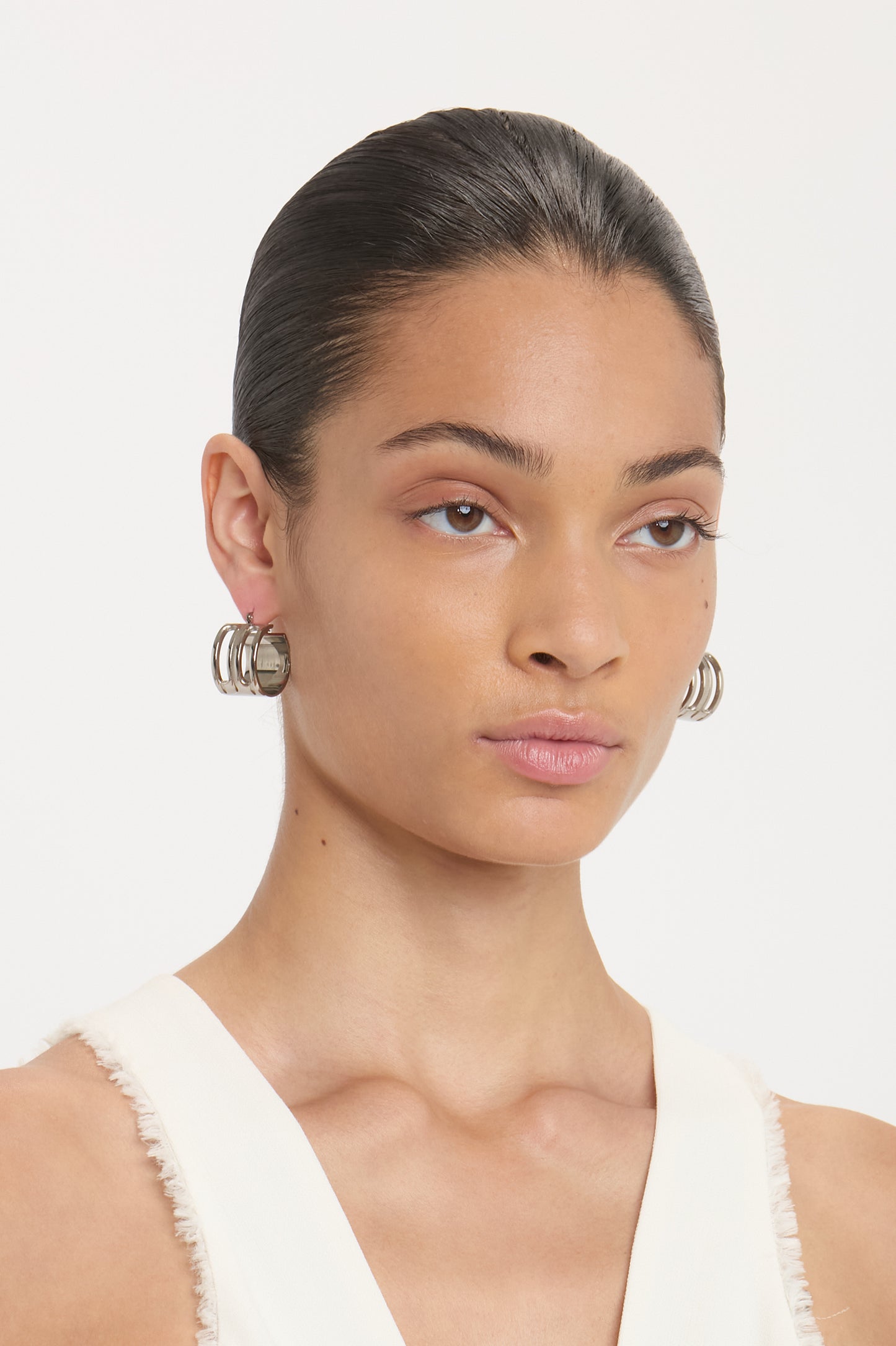 Frame Hoop Earrings In Silver