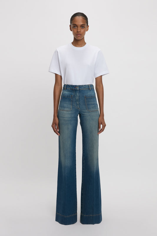Alina High Waisted Stretch Jean In Mid Blue