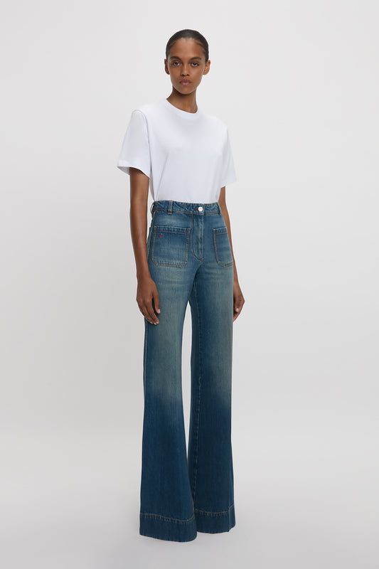 Alina High Waisted Stretch Jean In Mid Blue