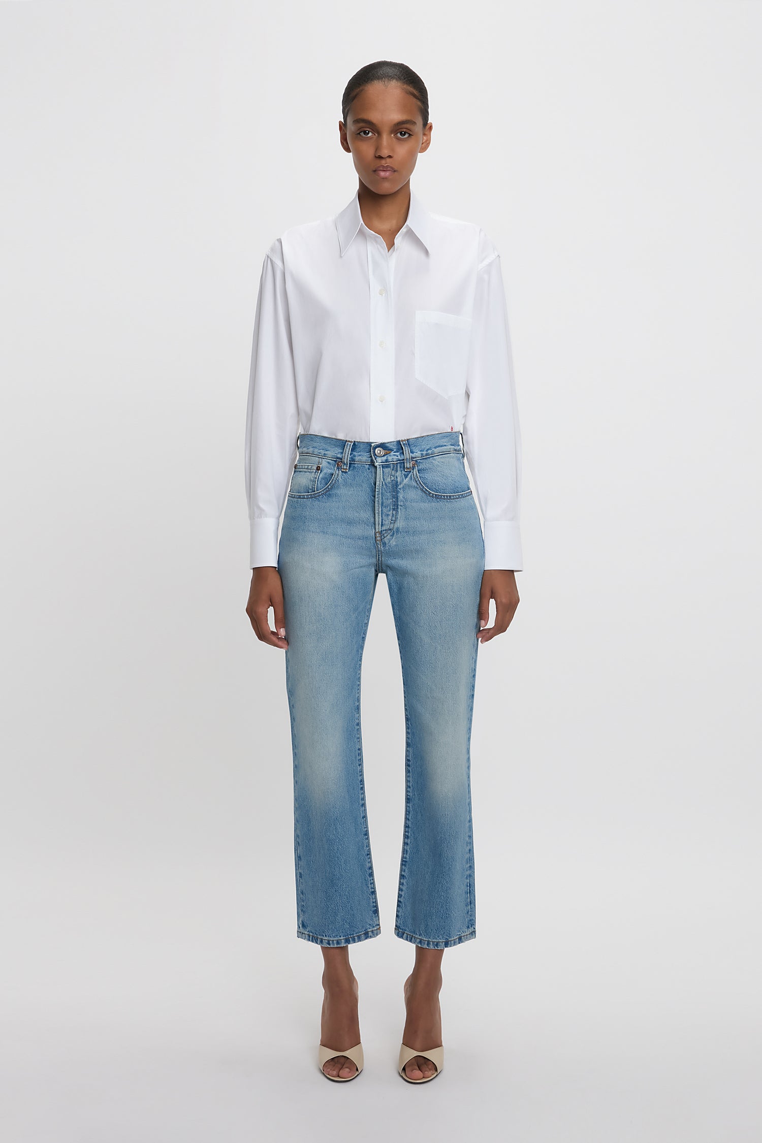 Victoria Mid Rise Jean In Light Blue Victoria Beckham UK