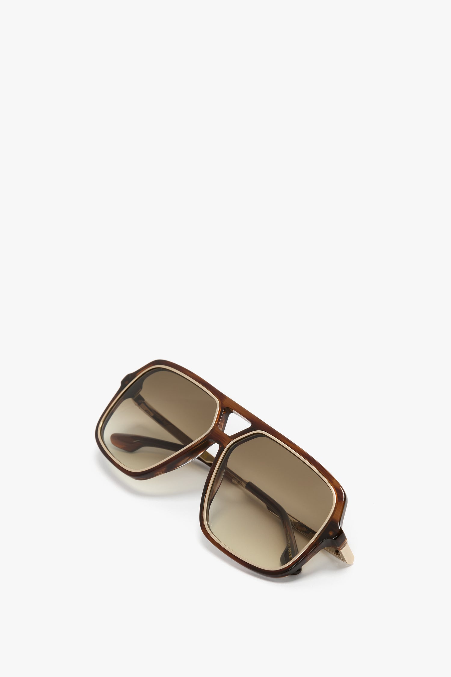Double Bridge Aviator Sunglasses In Brown Horn Victoria Beckham UK
