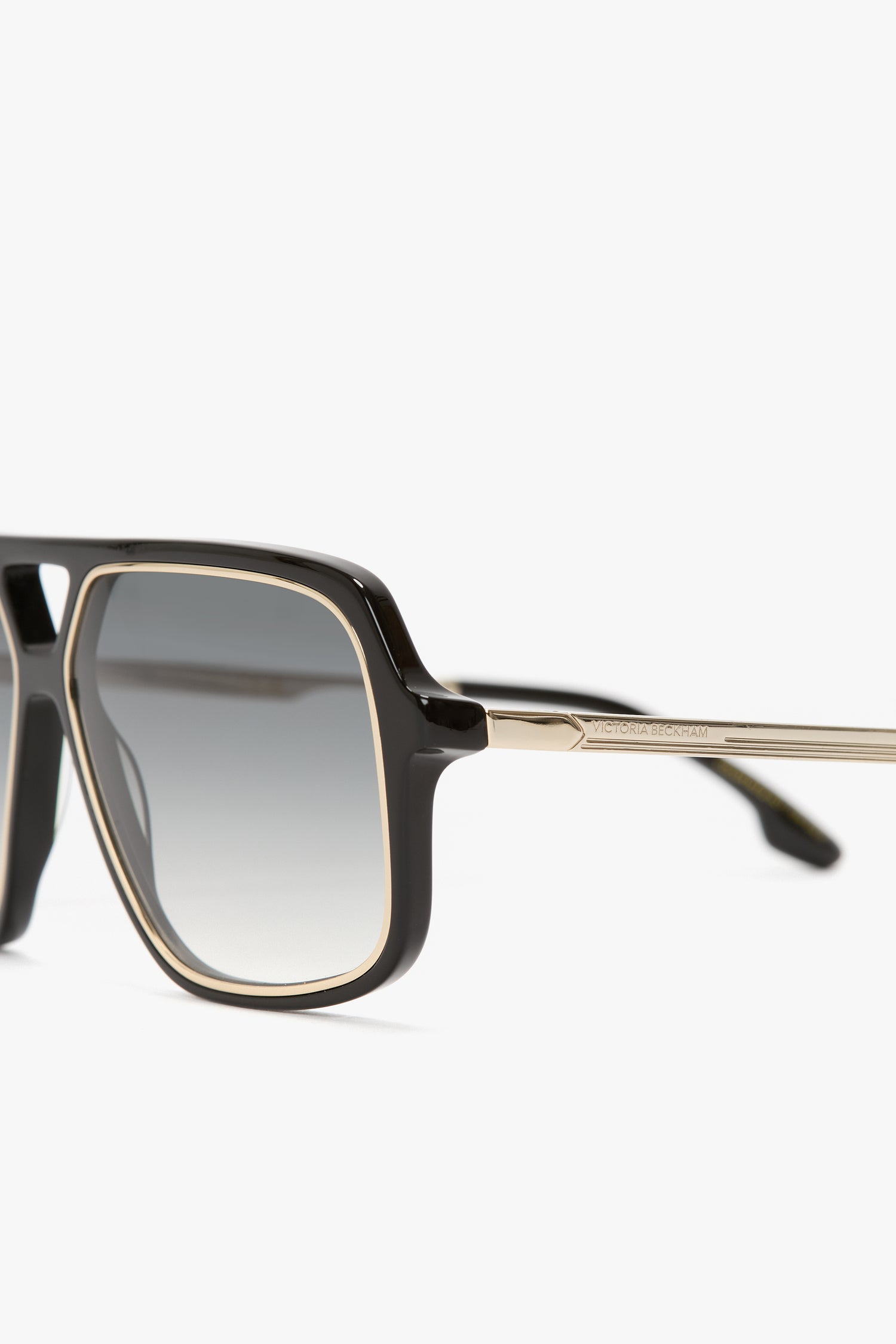 Double Bridge Aviator Sunglasses In Black Victoria Beckham UK