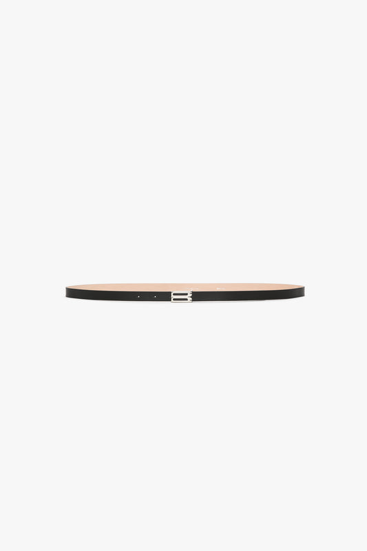 Silver Buckle Micro Dorian Belt In Black Grained Leather