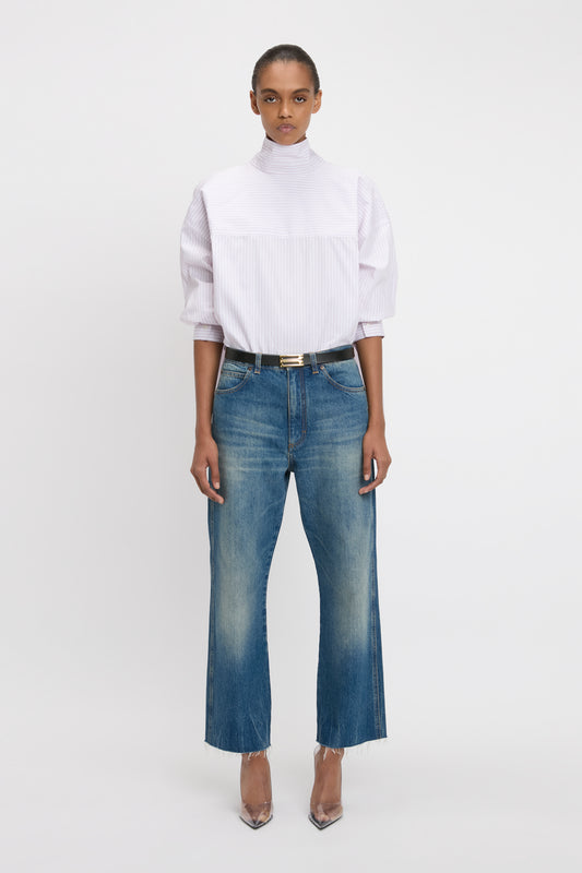 Tie-Neck Shirt In Lilac-Paprika