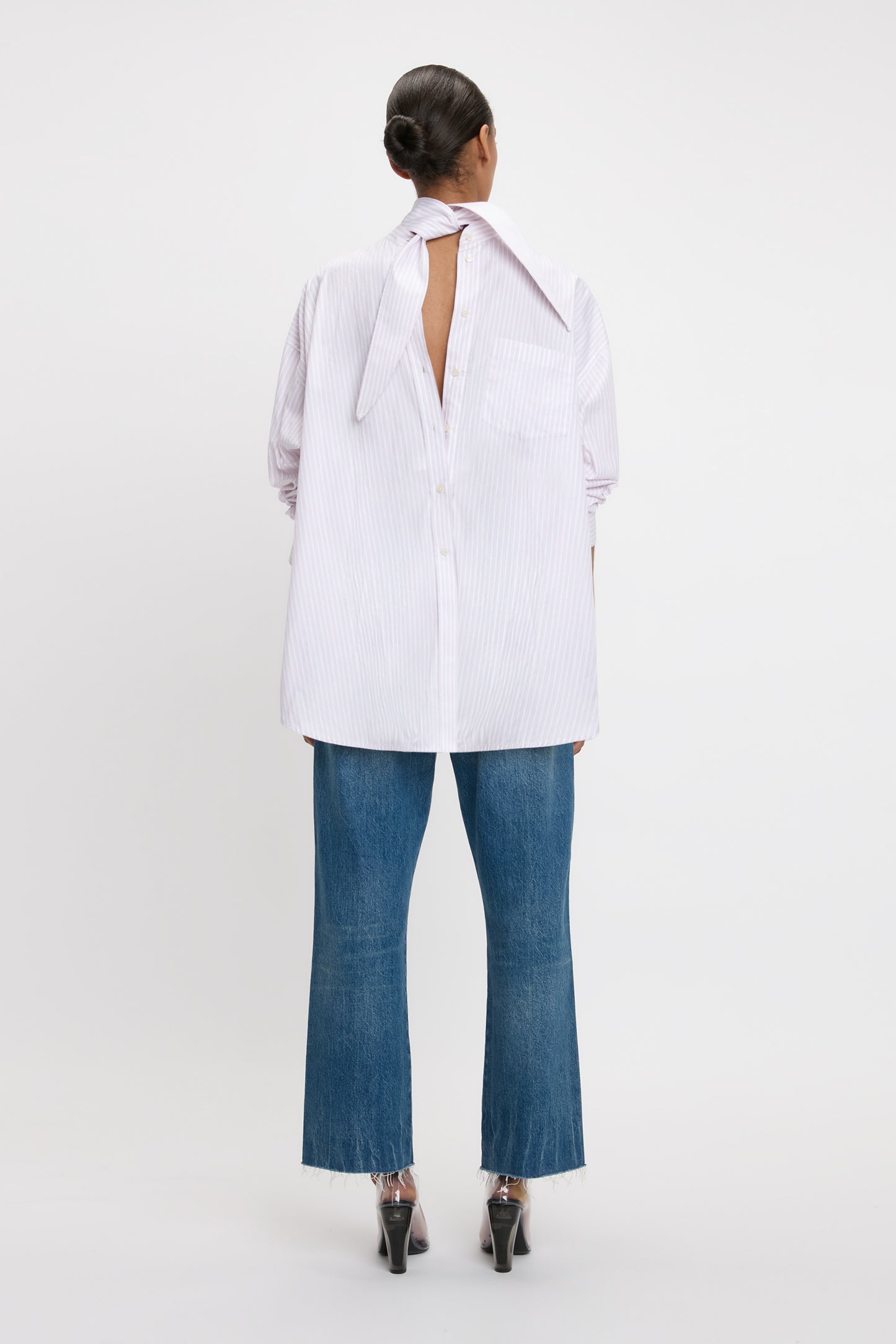 Tie-Neck Shirt In Lilac-Paprika