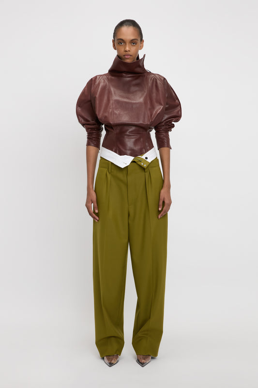 Dolman Sleeve Leather Top In Port