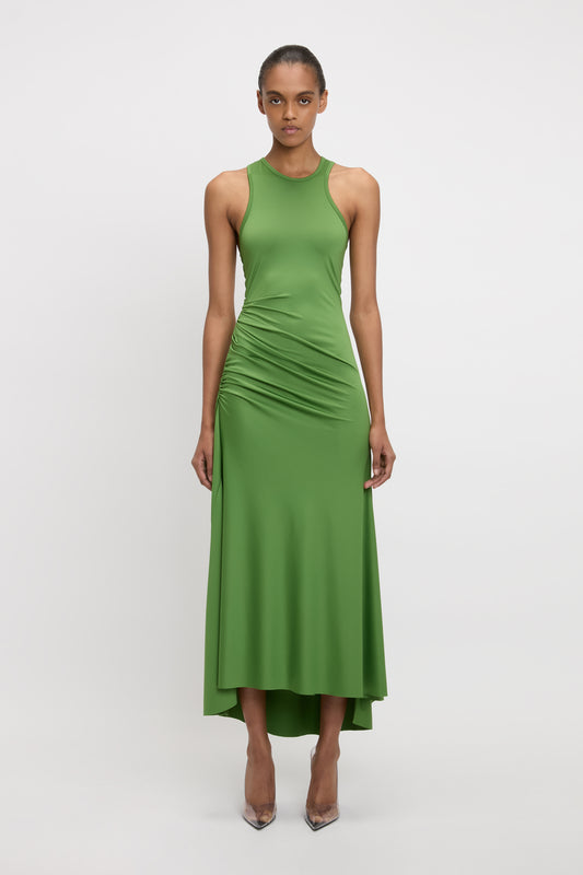 Asymmetric Tank Midi Dress In Algae