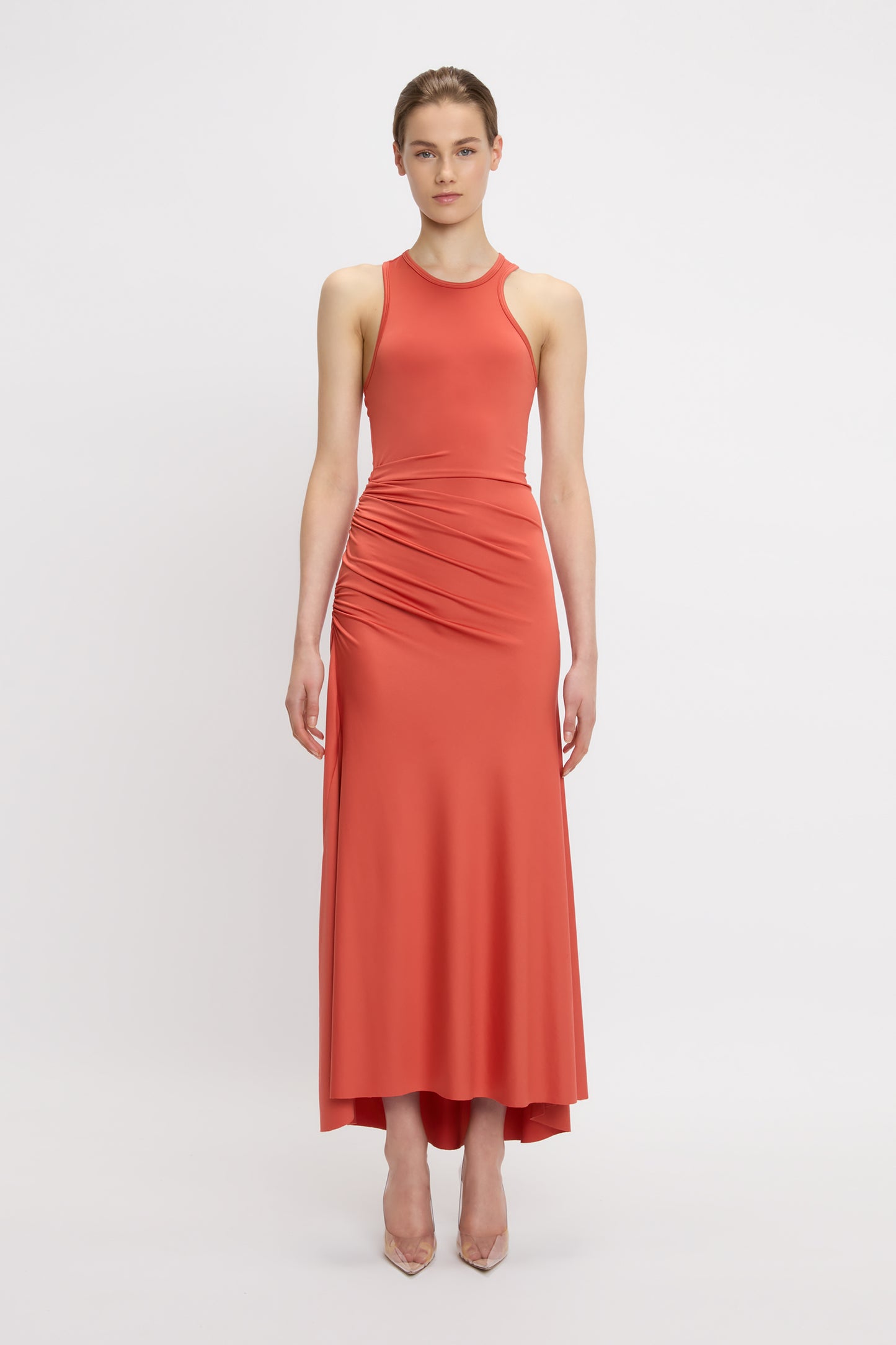 Asymmetric Tank Midi Dress In Paprika