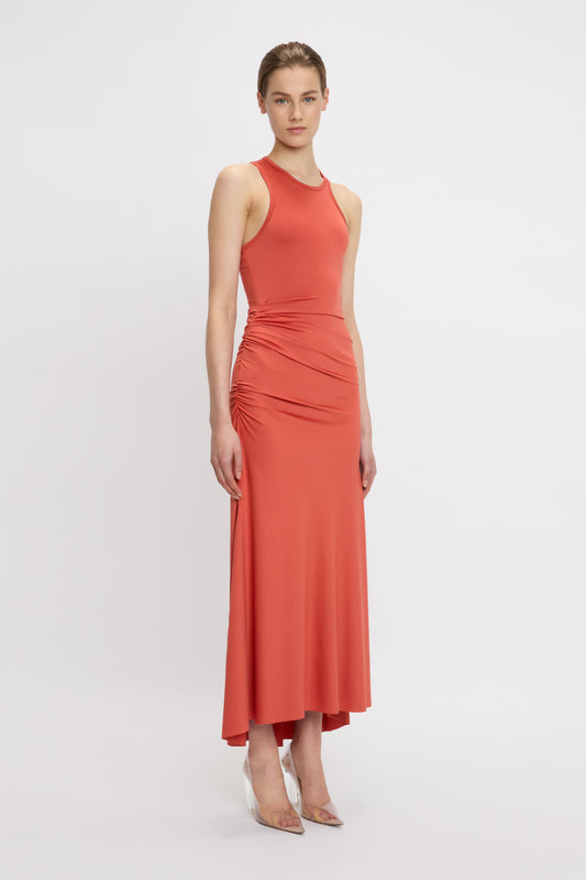 Asymmetric Tank Midi Dress In Paprika