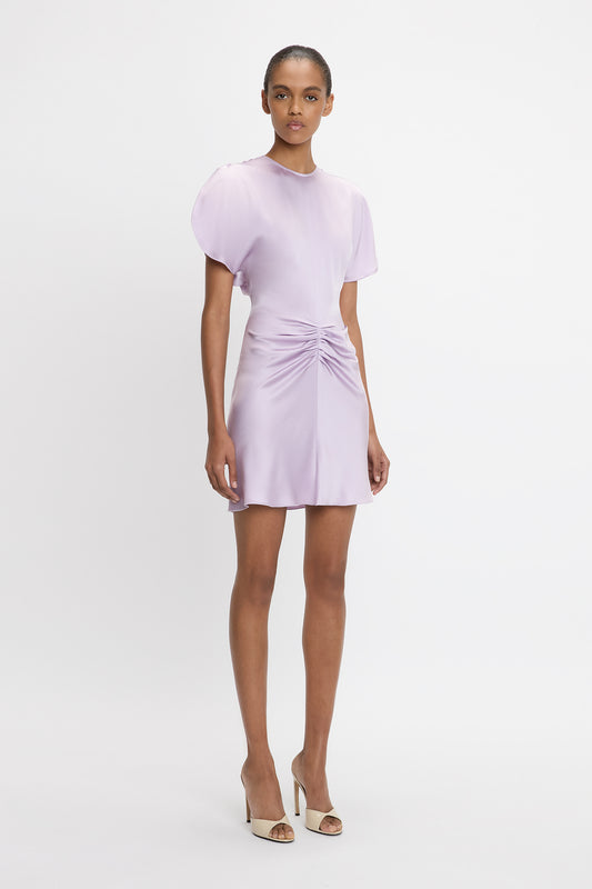 Gathered Waist Mini Dress In Petunia