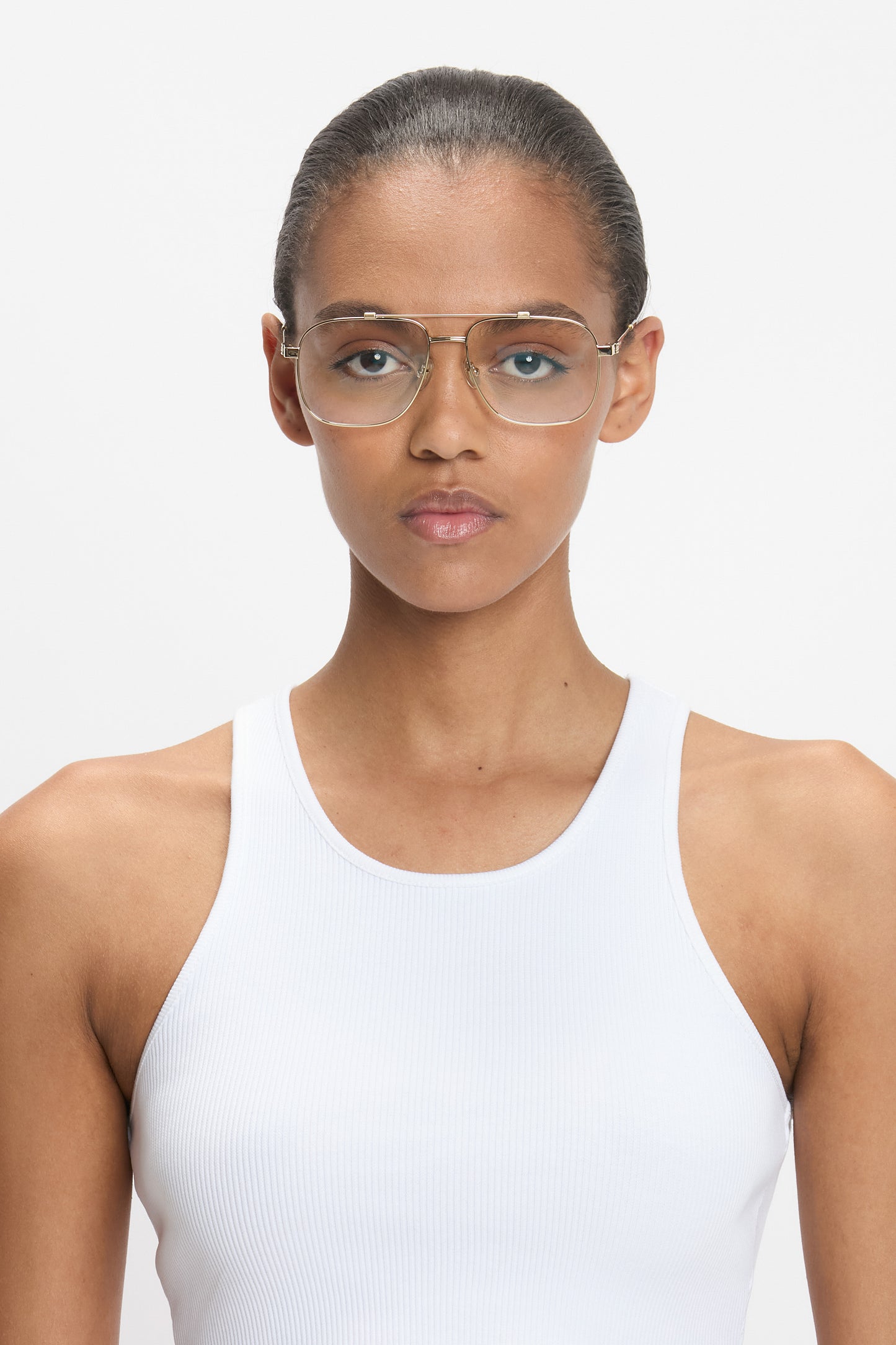 Metal Aviator Optical Glasses In Gold