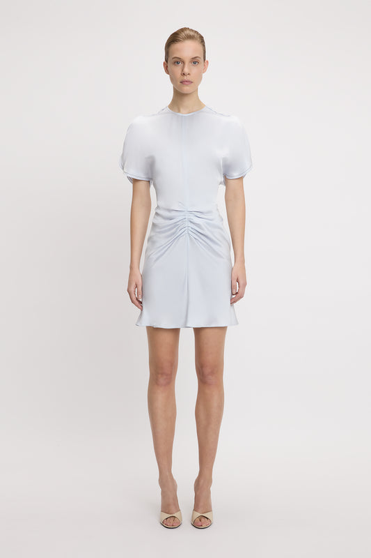 Gathered Waist Mini Dress In Ice