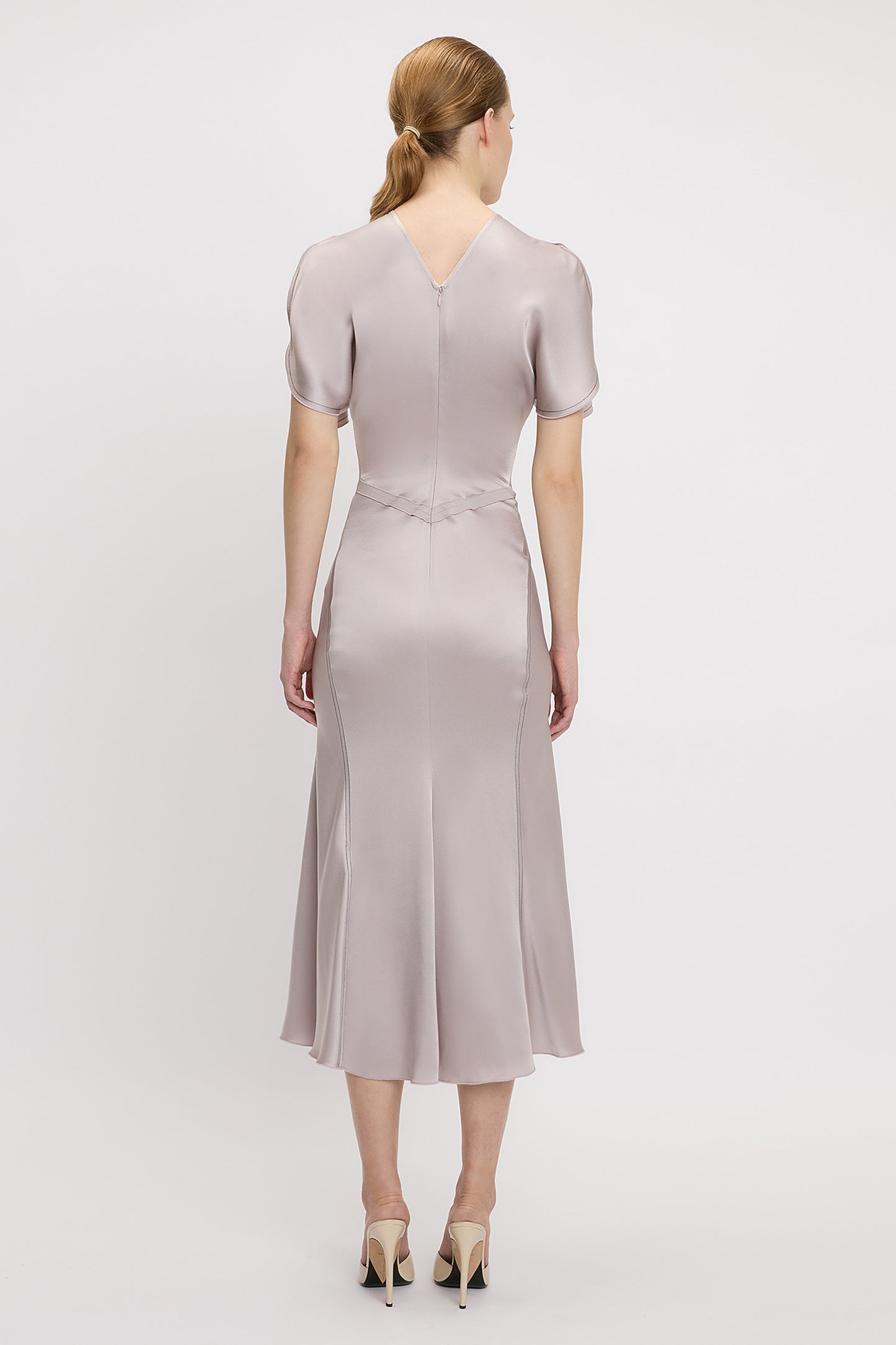 Gathered Waist Midi Dress In Heather
