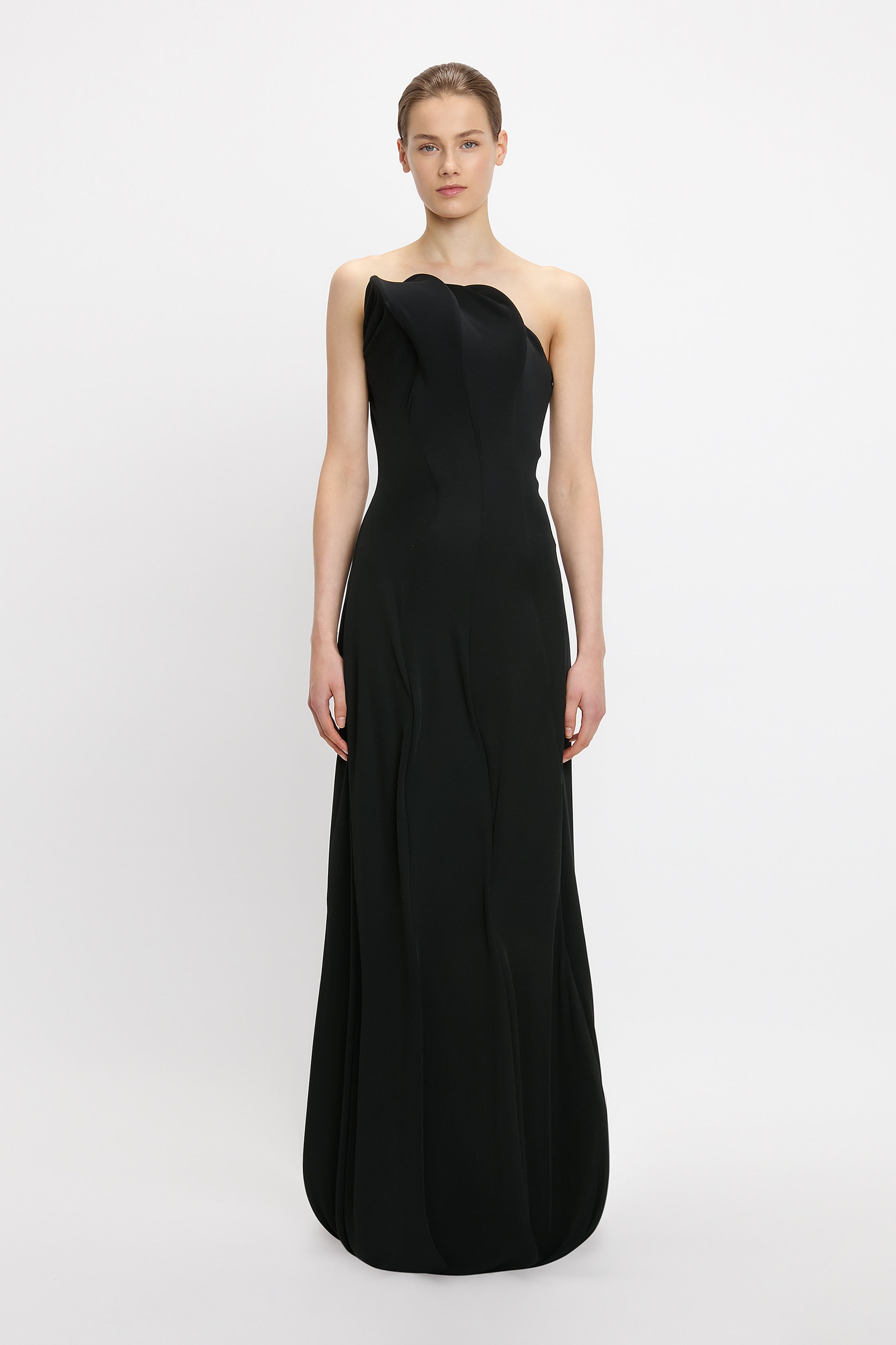 Strapless Wave Detail Gown Gown
