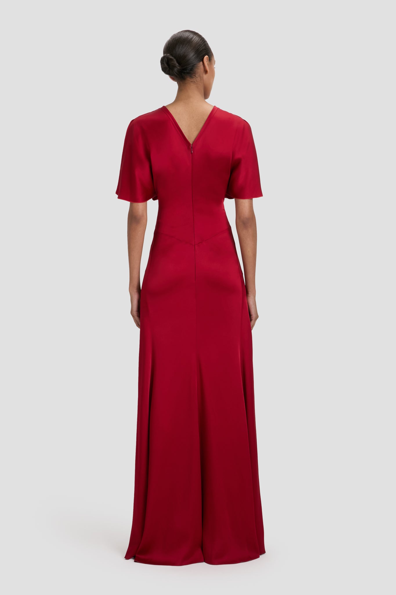 Gathered Waist Floor-Length Dress In Rose