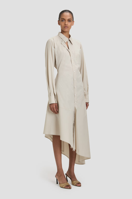 Panelled Shirt Dress In Pumice