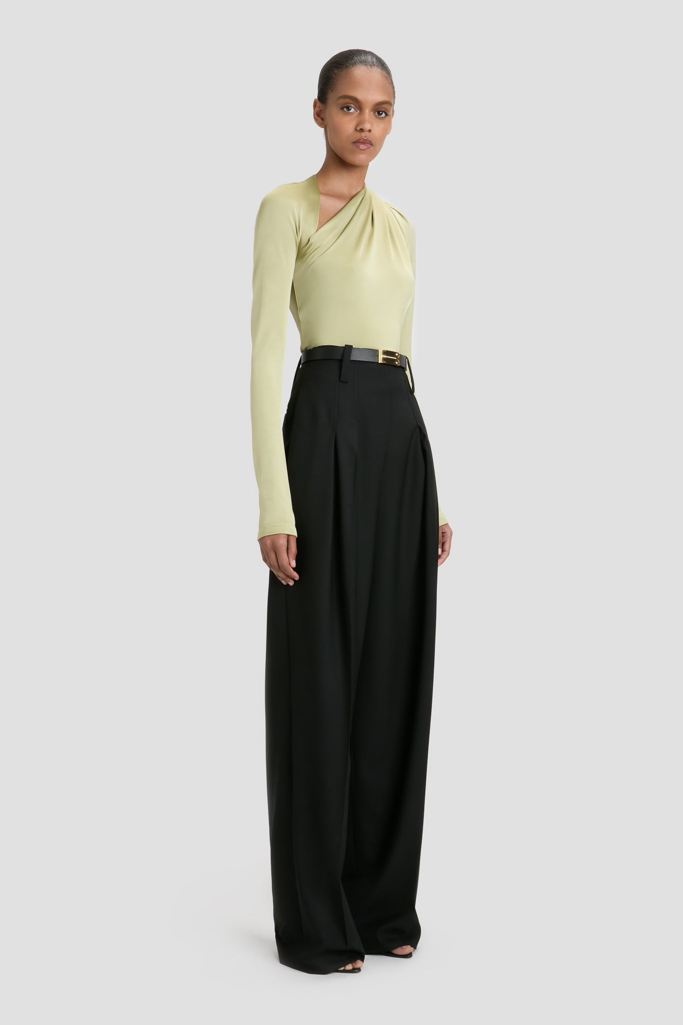 Slash Neck Jersey Top In Pistachio
