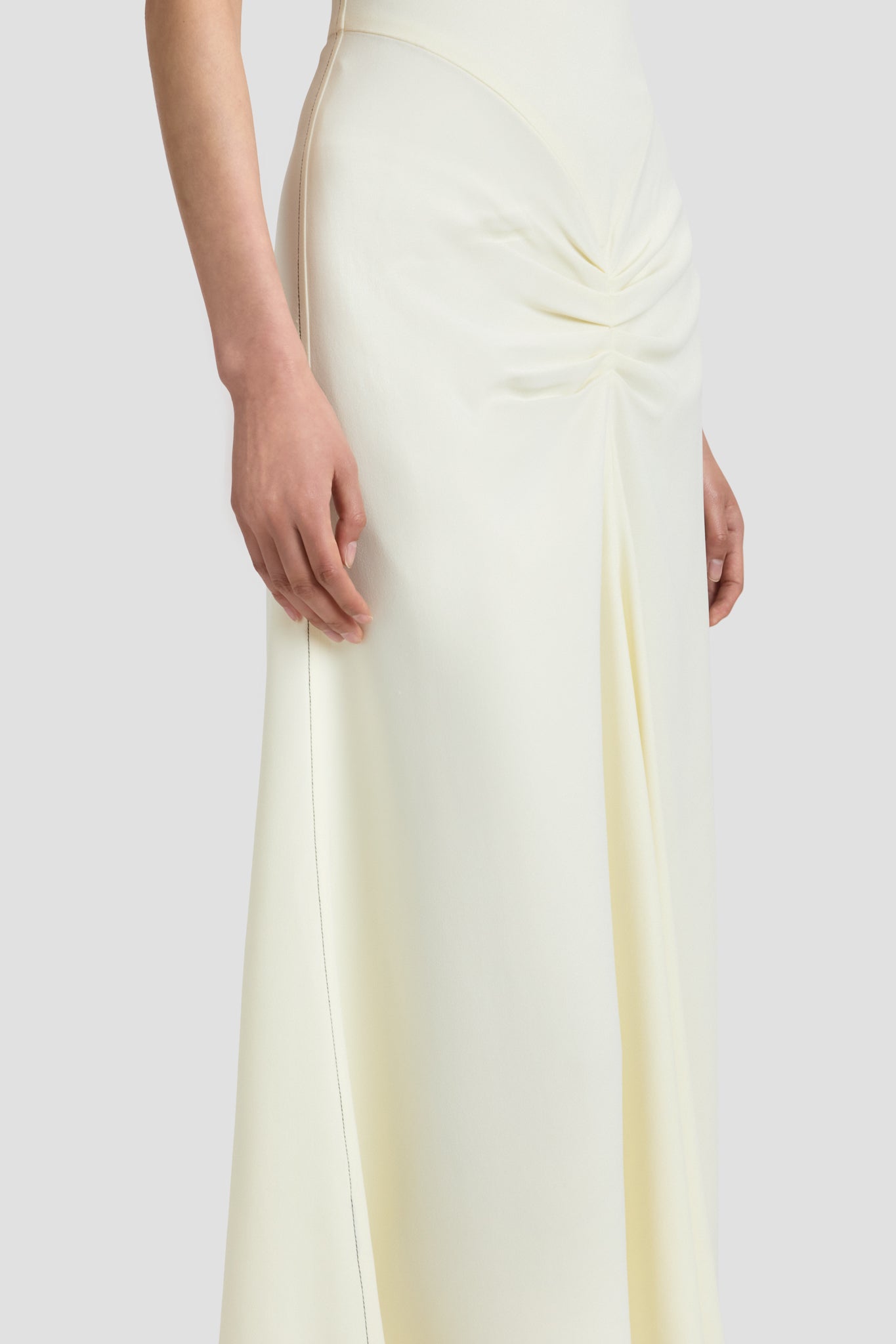 Gathered Detail T-Shirt Midi Dress In Ivory
