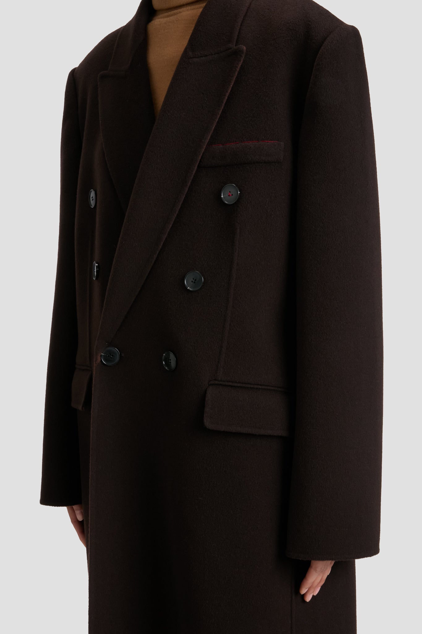 Double Faced Overcoat In Dark Chocolate – Victoria Beckham UK