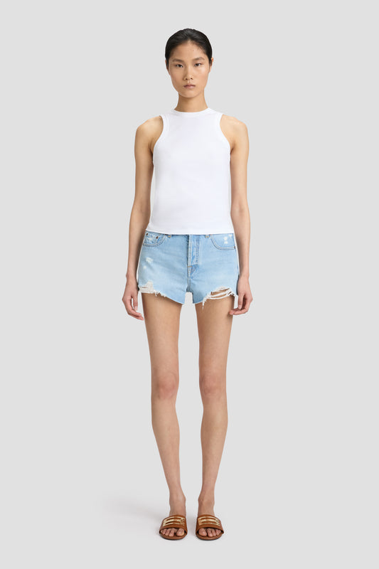 Distressed Shorts In Light Blue Wash