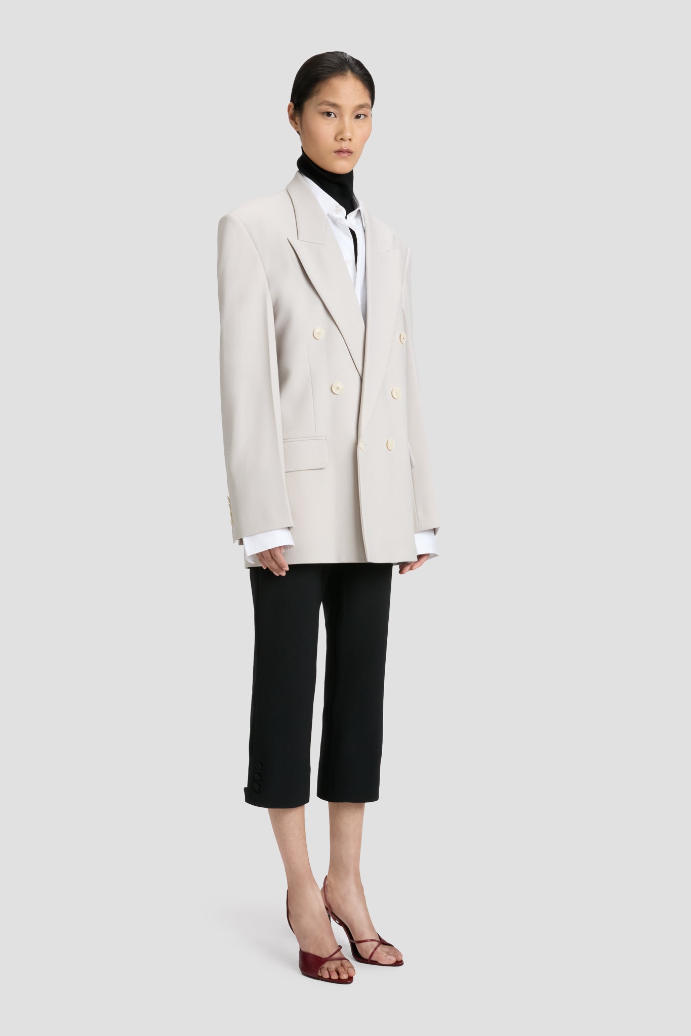 Relaxed Double Breasted Jacket In Pumice