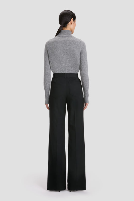 Polo Neck Jumper In Grey Melange