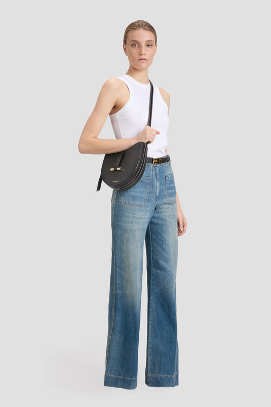 Dia Crossbody Bag In Black Smooth Leather