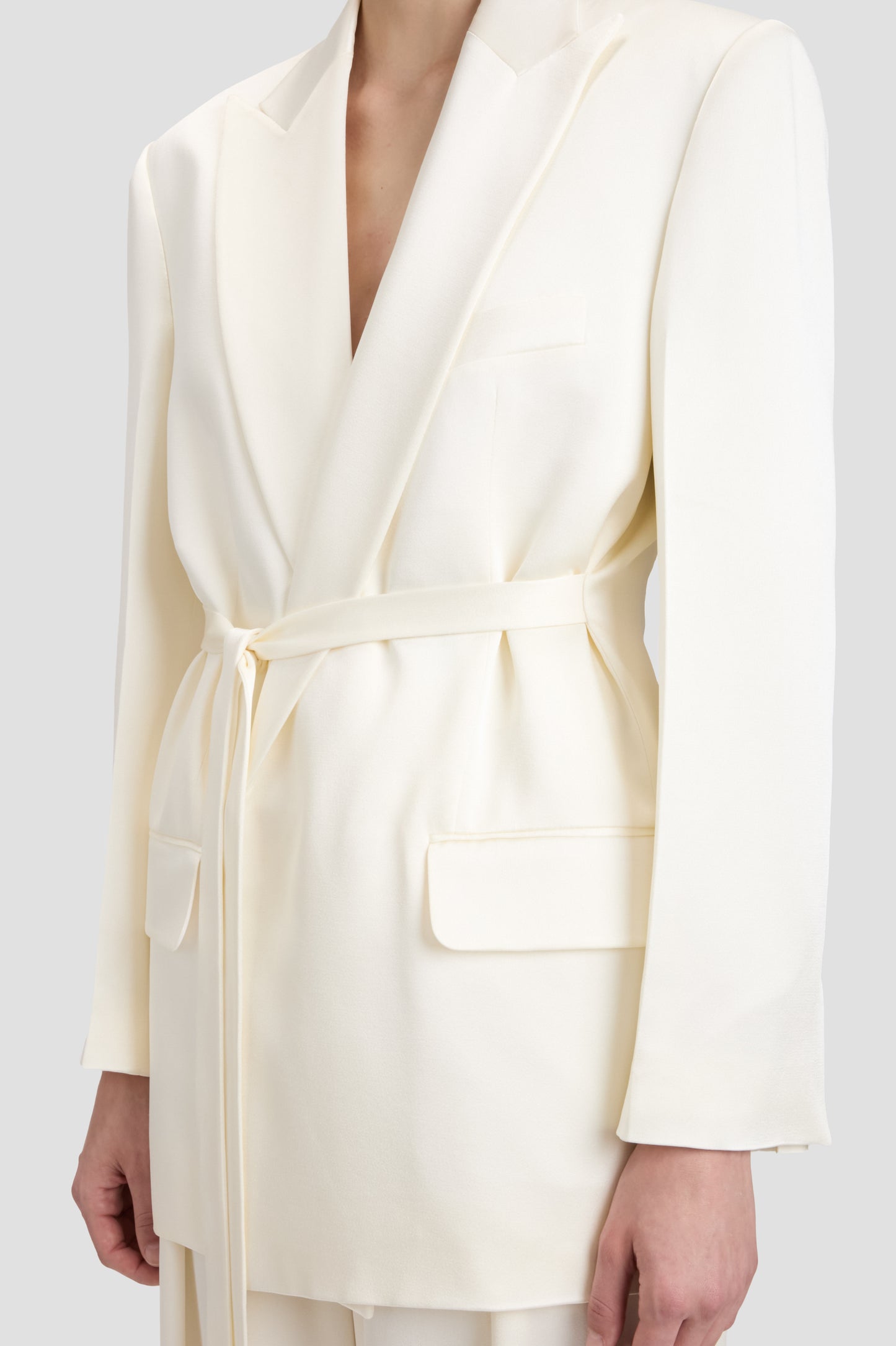 Belted Jacket In Ivory – Victoria Beckham UK - Main Image
