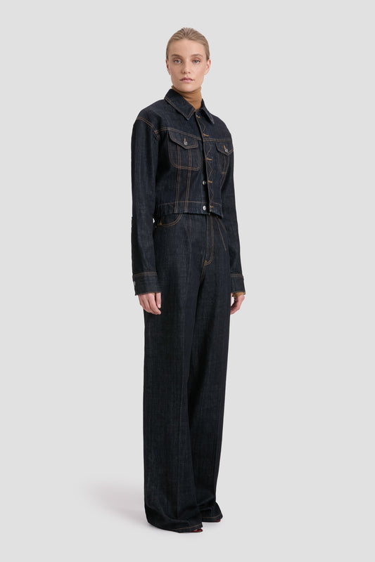 High Waisted Cinched Jean In Indigo Rinse