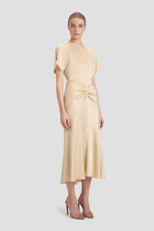 スカート VICTORIA BECKHAM 'Gathered Waist Midi' dress Green Gathered Waist Midi Dress In Delphinium Blue | Designer