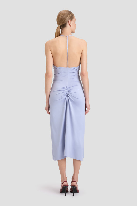 Blouson Detail Midi Dress In Petunia | Designer Dresses