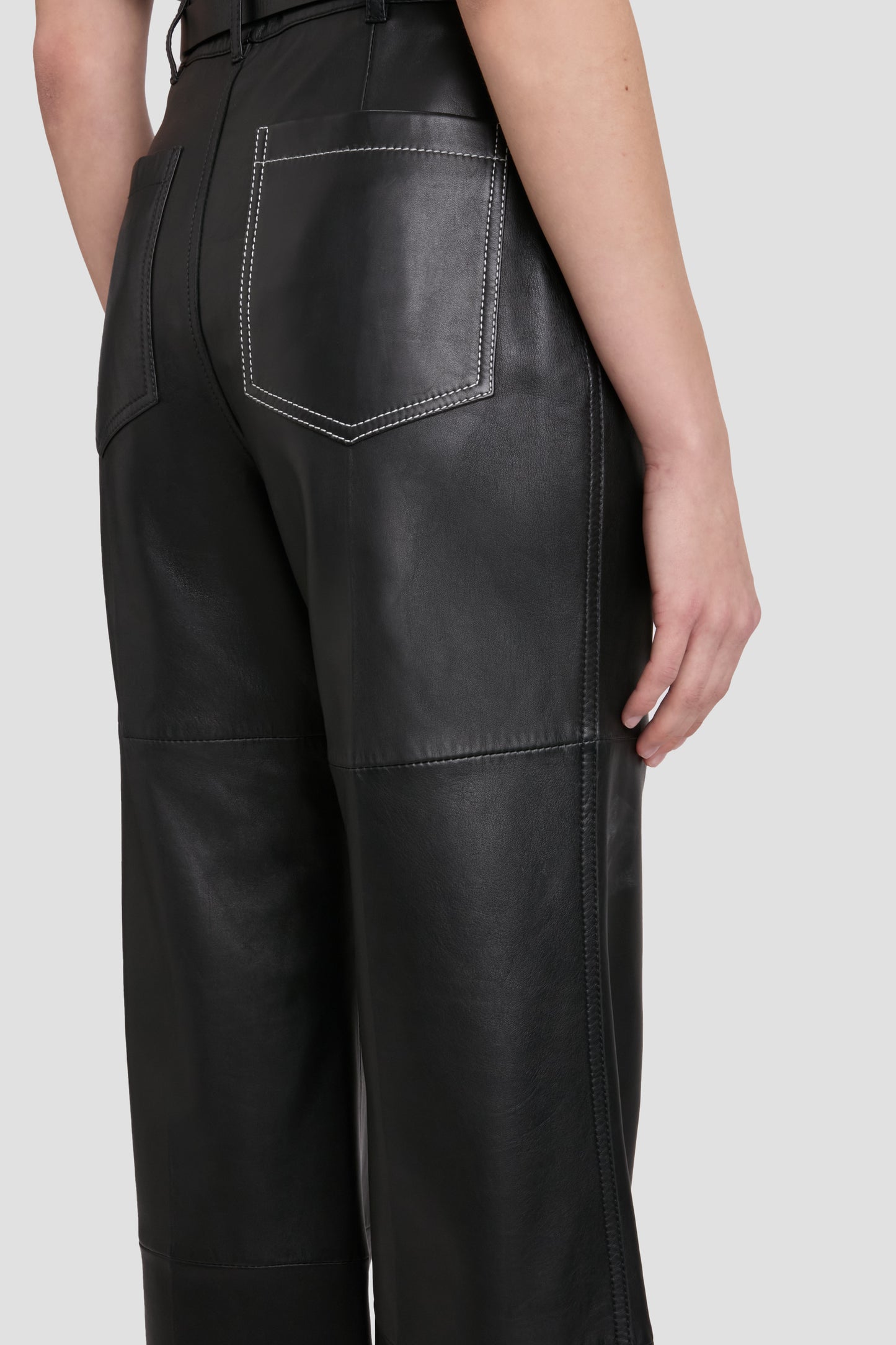 Alina High Waisted Trouser In Soft Black Leather
