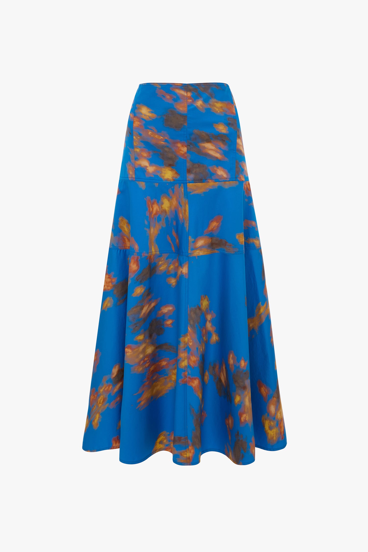 【VICTORIA BECKHAM】アシンメトリー タイダイ マキシスカート Panelled Maxi Skirt In Blue Abstract Floral Print – Victoria