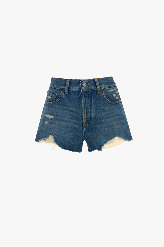 Distressed Shorts In Light Blue Wash – Victoria Beckham UK