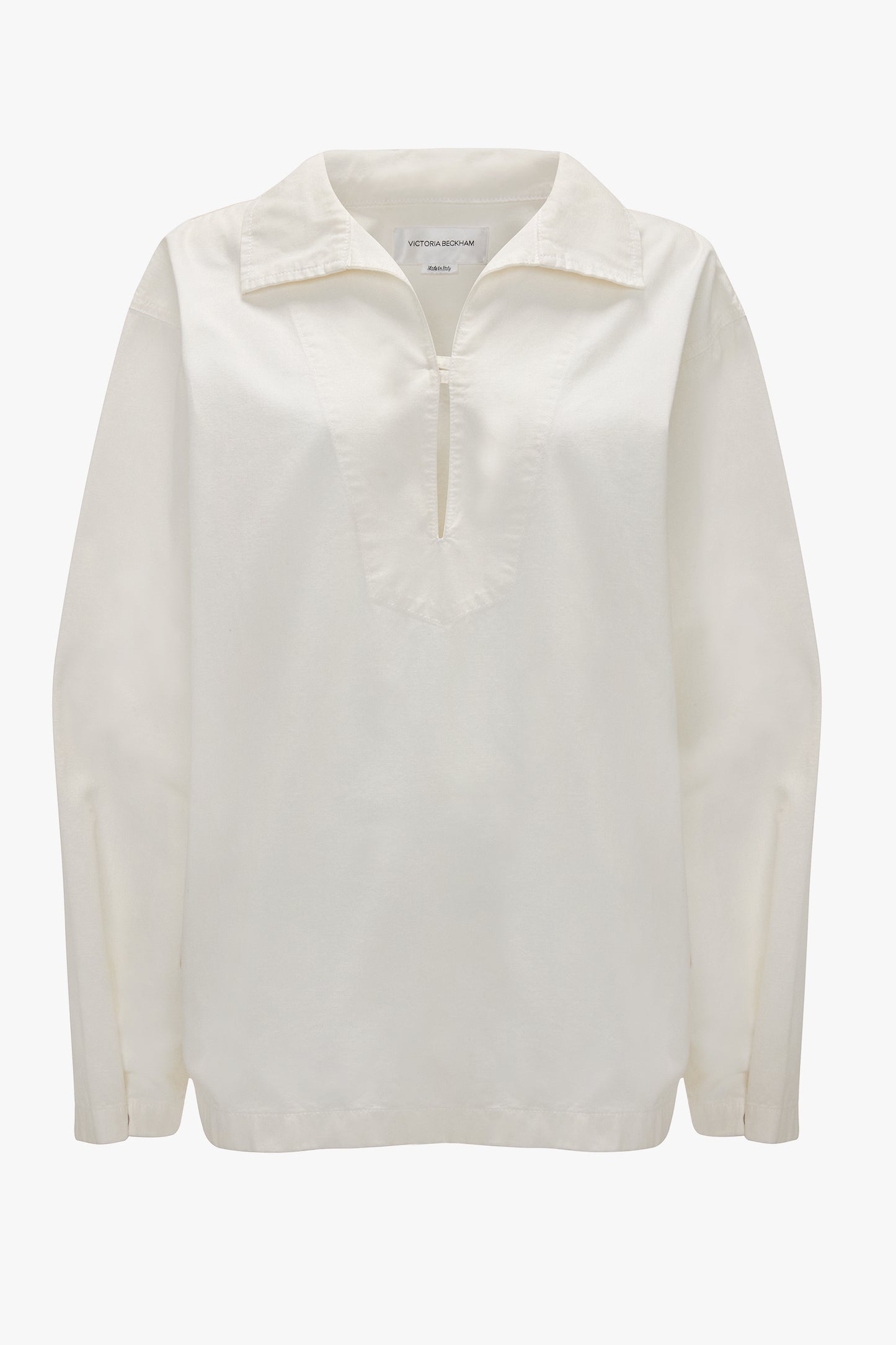 Tab Detail Denim Top In Washed White