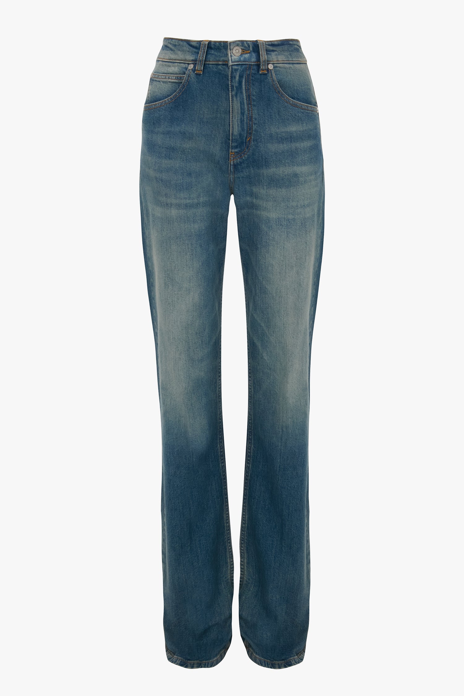 デニム・ジーパン VICTORIA BECKHAM JULIA COTTON DENIM JEANS Julia High Waisted Jean In Mid Blue | Designer Jeans