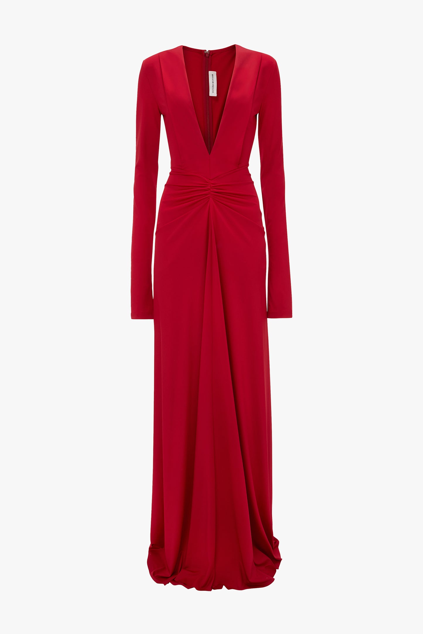 Long Sleeve Deep V-Neck Gown In Rose