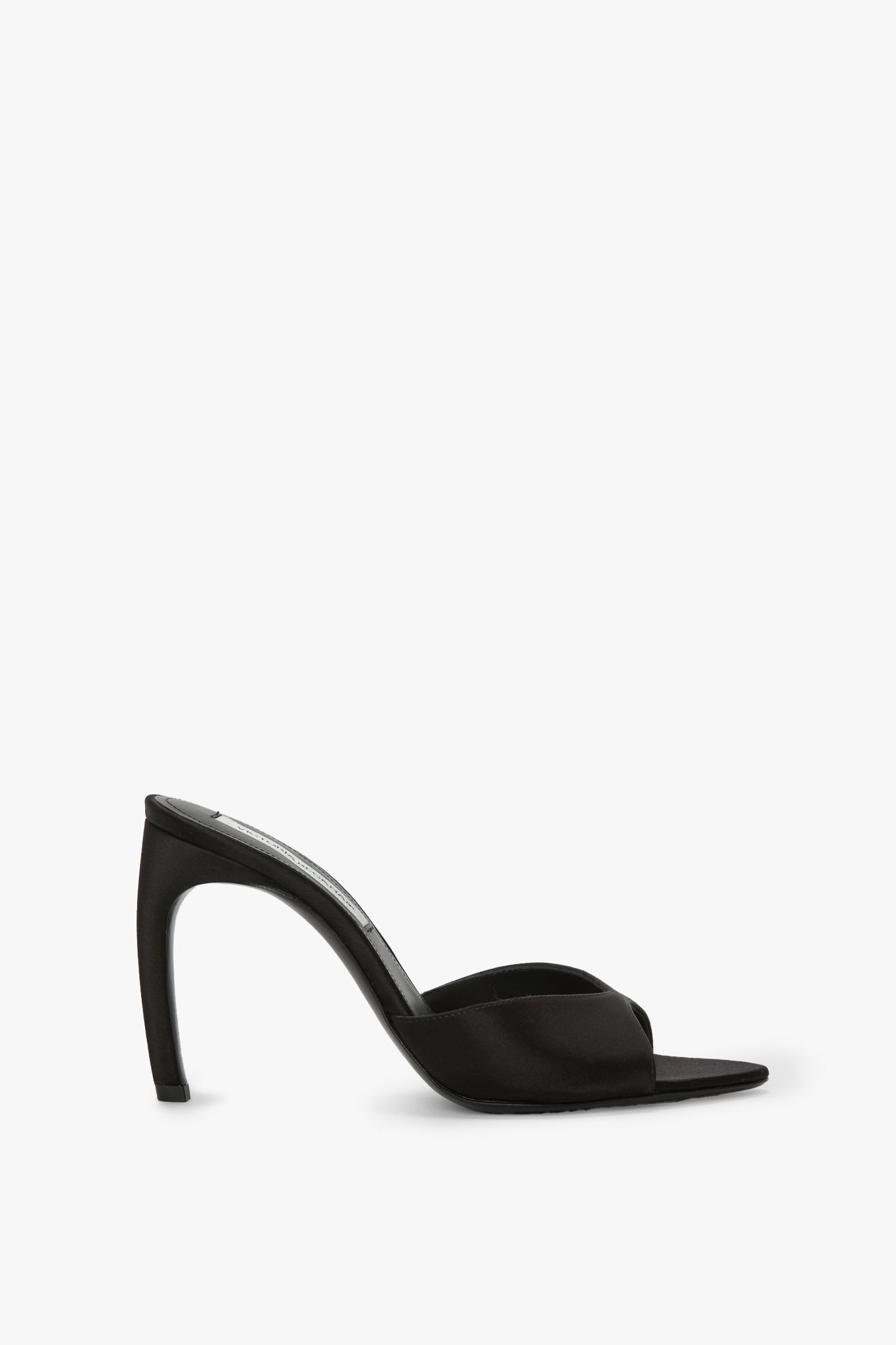 Harlow Open Toe Mule In Black Satin