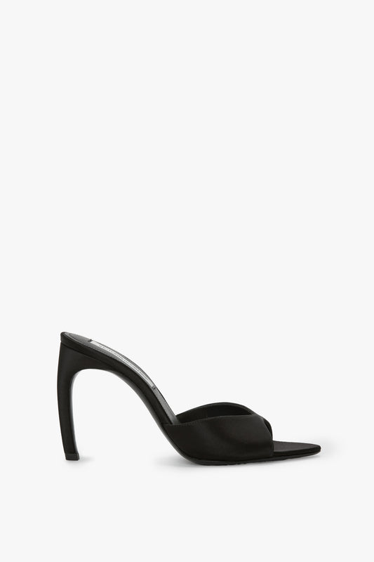 Harlow Open Toe Mule In Black Satin