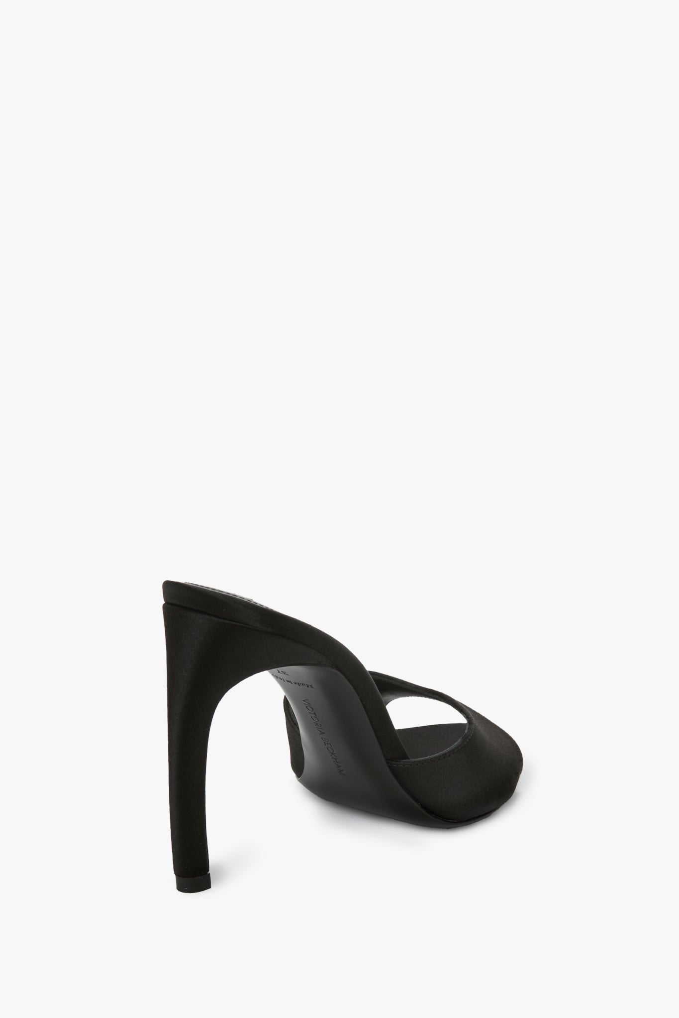 Harlow Open Toe Mule In Black Satin