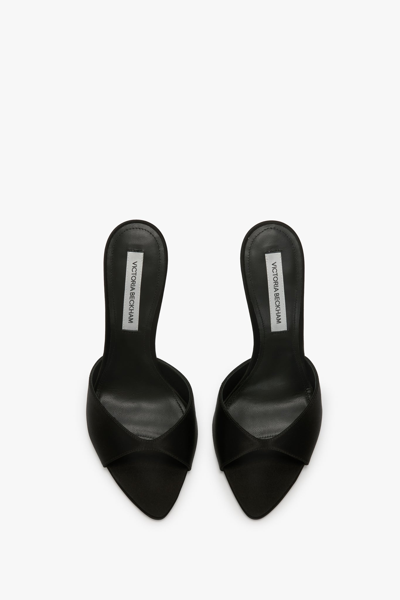 Harlow Open Toe Mule In Black Satin