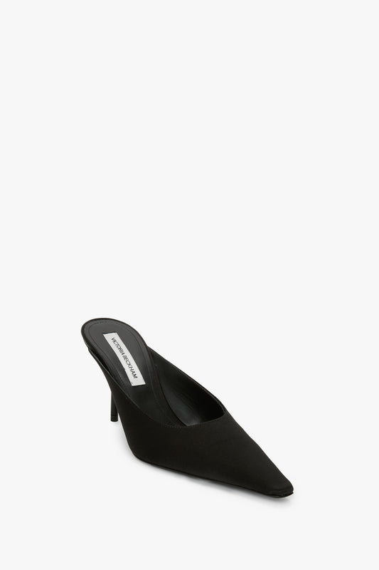 Sloan Stiletto Mule In Black Satin