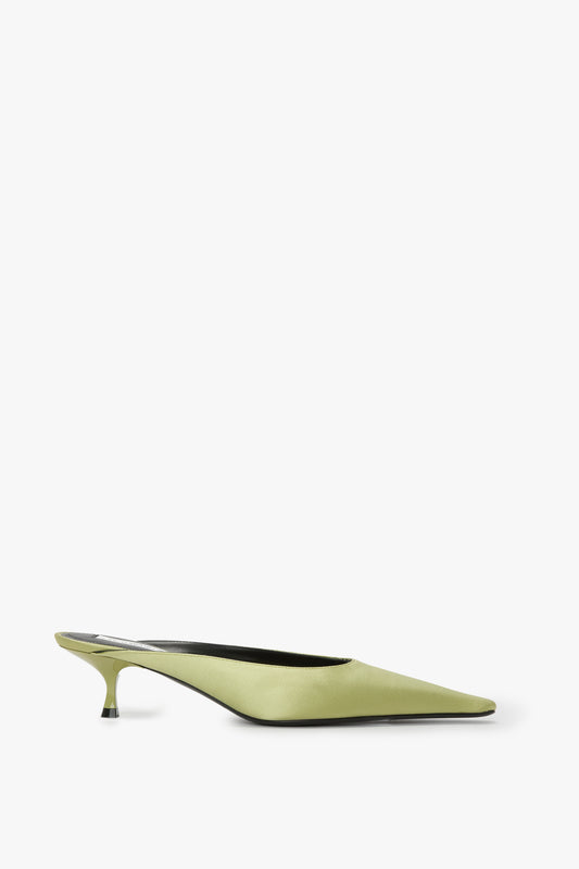 Sloan Mule In Pale Green Satin