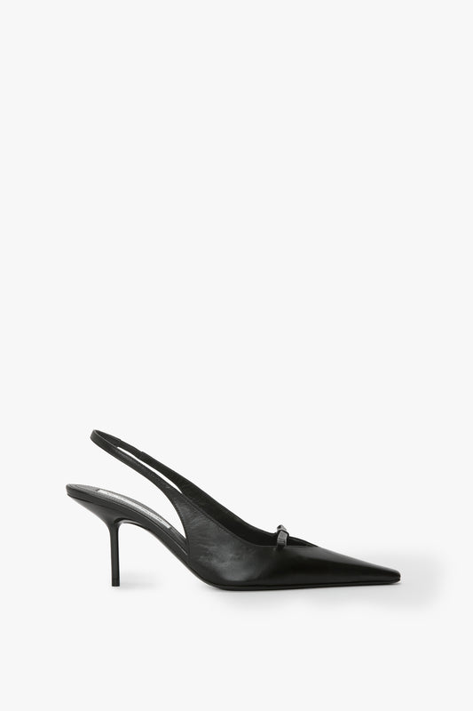 Sloan Stiletto Slingback In Black Smooth Leather