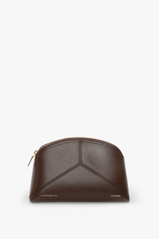 Victoria Large Travel Pouch In Dark Brown Smooth Leather